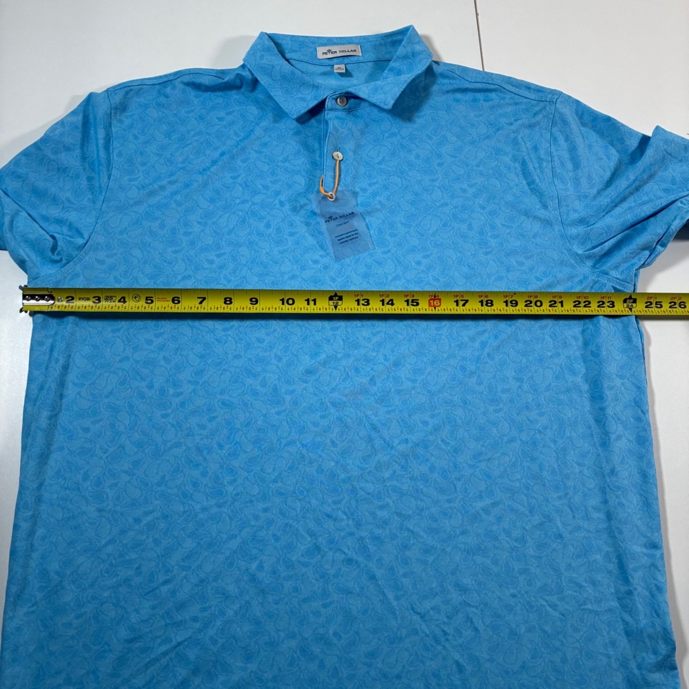 NEW Peter Millar Polo Shirt XL Crown Sport Paisley Jacquard Performance AOP - Picture 7 of 9